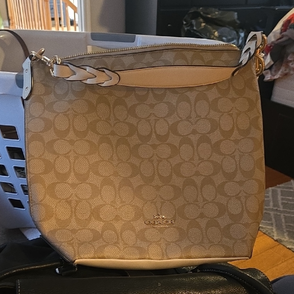 Coach Beige Monogram Shoulder Bag